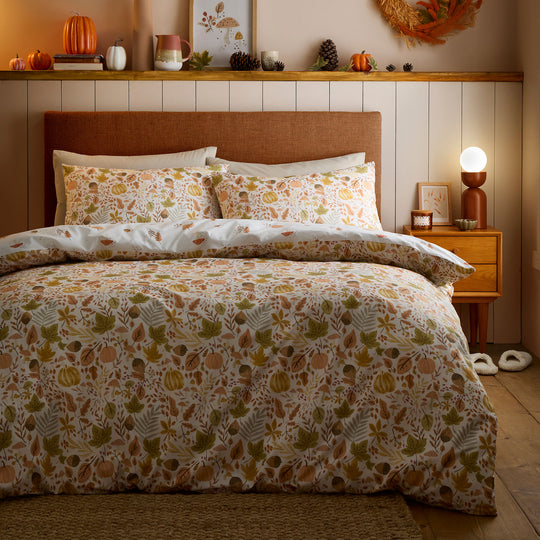 Autumn Foliage Duvet Cover Set in Natural