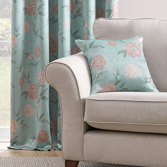 Dahlia Cushion in Duck Egg 43 x 43cm