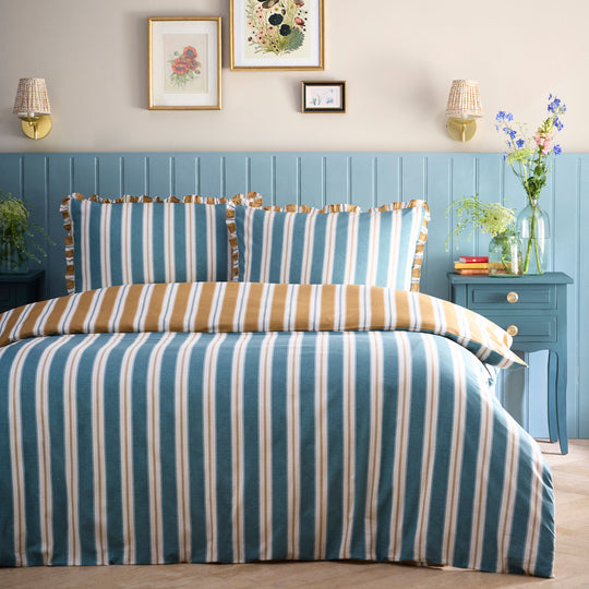 Eloise Stripe Duvet Cover Set in Teal