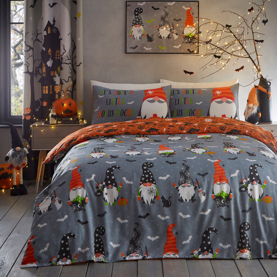 Scary Gonks Halloween Duvet Cover Set in Grey