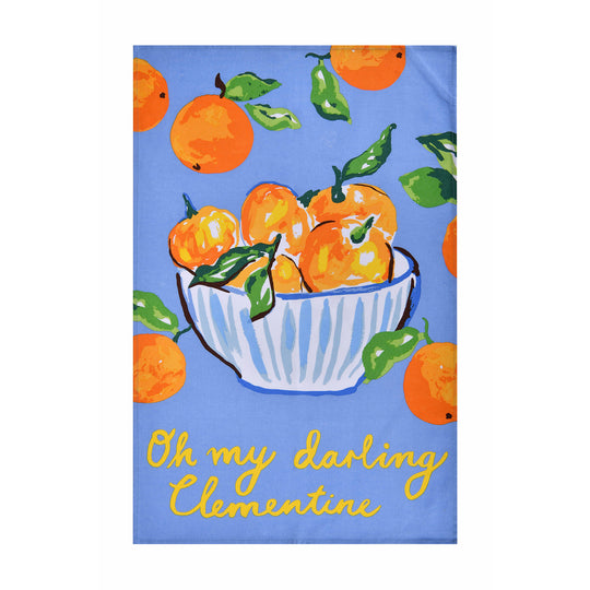 Summer Fruits Cotton Tea Towel in Blue