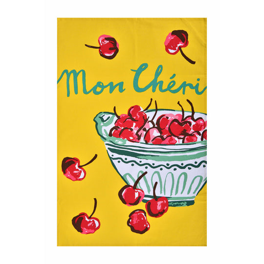 Summer Fruits Cotton Tea Towel in Yellow