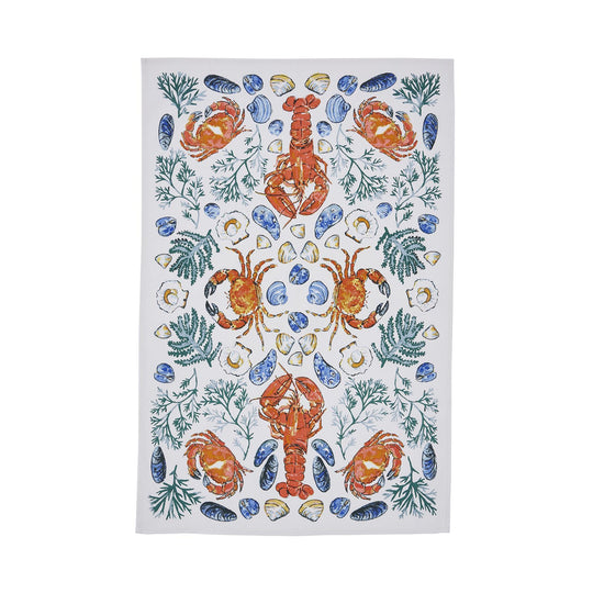 Shellfish Cotton Tea Towel in Green