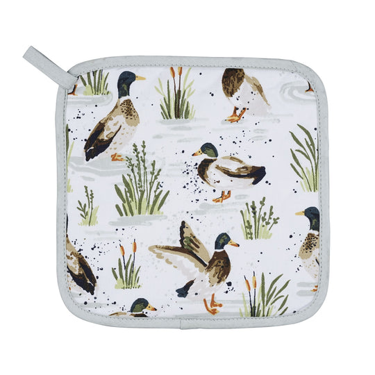 Farmhouse Ducks Pot Mat in Sage