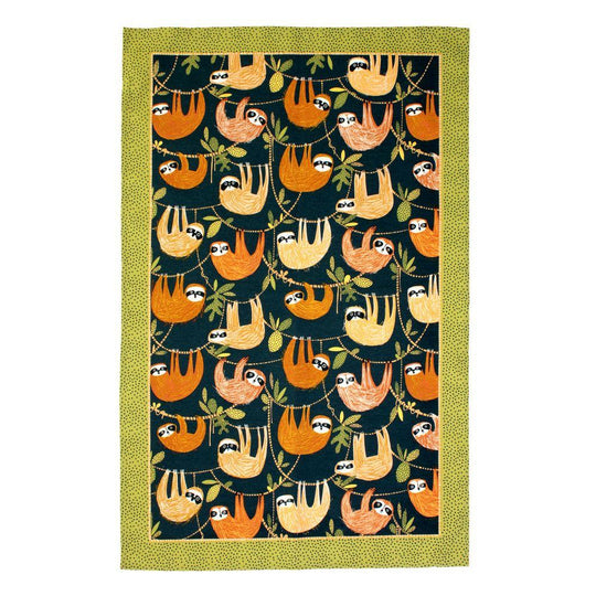 Hanging Around Cotton Tea Towel in Blue