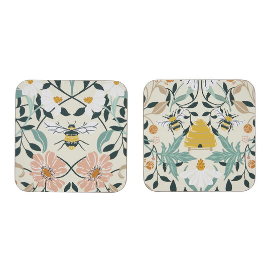 Bee Bloom Coasters 4 Pack in Yellow