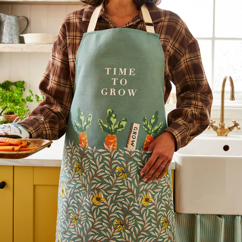 Time to Grow Cotton Apron in Green - Apron - Ulster Weavers