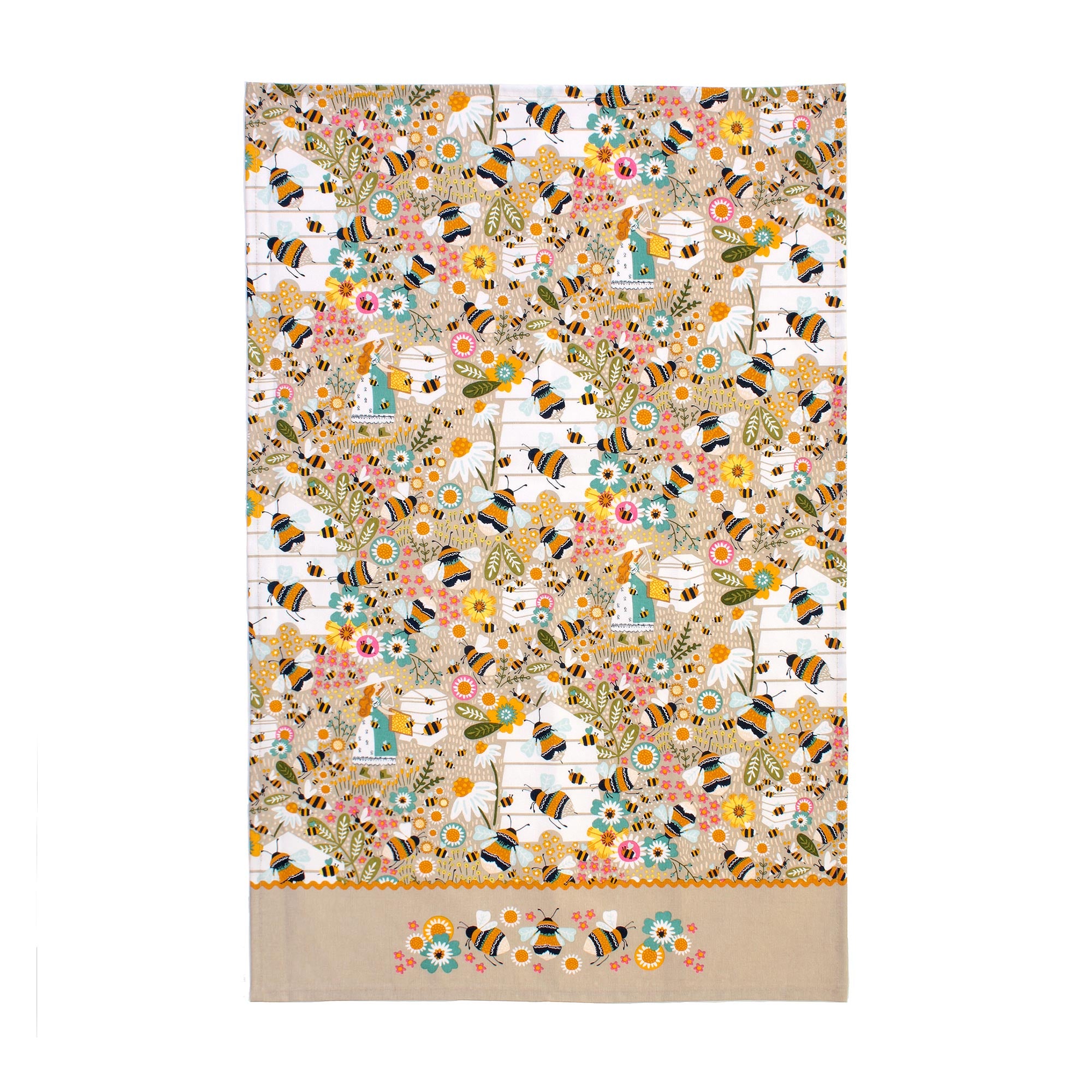 Bee Keeper Cotton Tea Towel in Natural - Tea Towel - Ulster Weavers