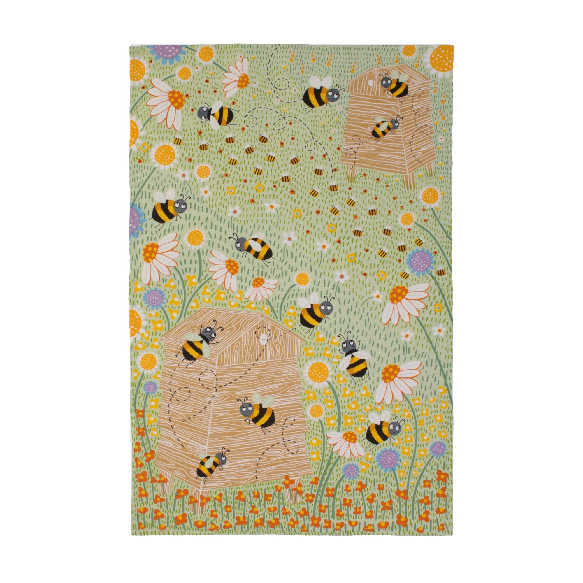 Bees Cotton Tea Towel in Multicolour - Tea Towel - Ulster Weavers