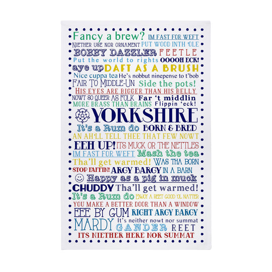 Yorkshire Born and Bred Cotton Tea Towel in Blue