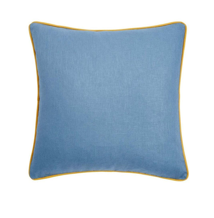 Ulster Weavers Plain Linen Cushion - Limelight (50cm x 50cm, Iris Blue/Ochre Yellow) - Filled Cushion - Ulster Weavers