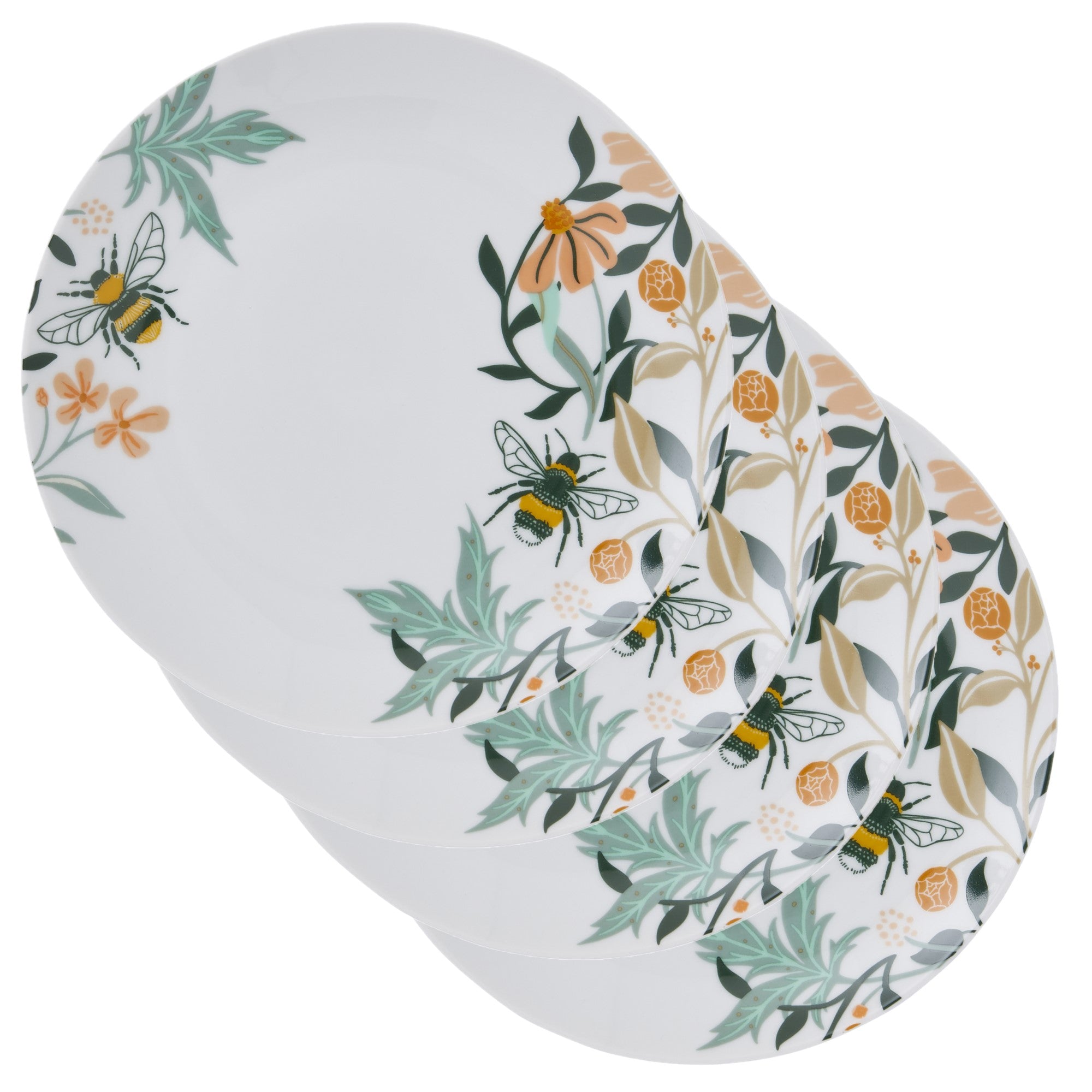 Ulster Weavers Bee Bloom Side Plate - Porcelain - 4 Pack One Size in White - Plates - Ulster Weavers