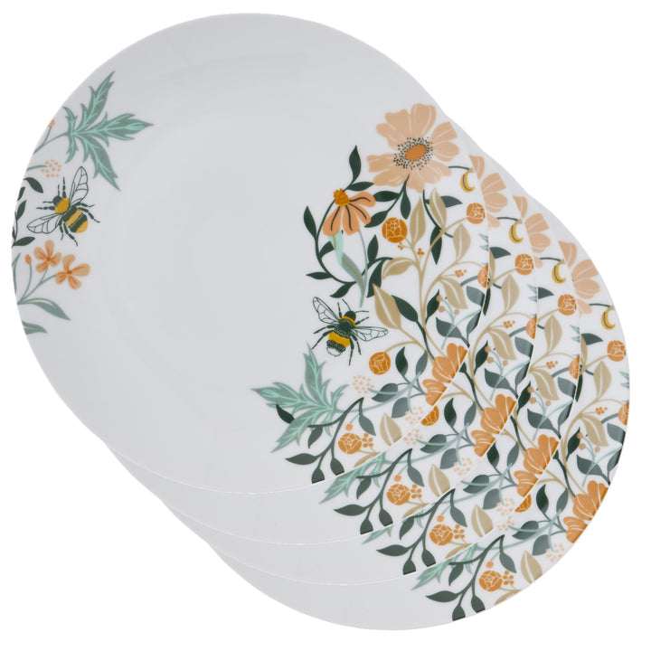 Ulster Weavers Bee Bloom Dinner Plate - Porcelain - 4 Pack One Size in White