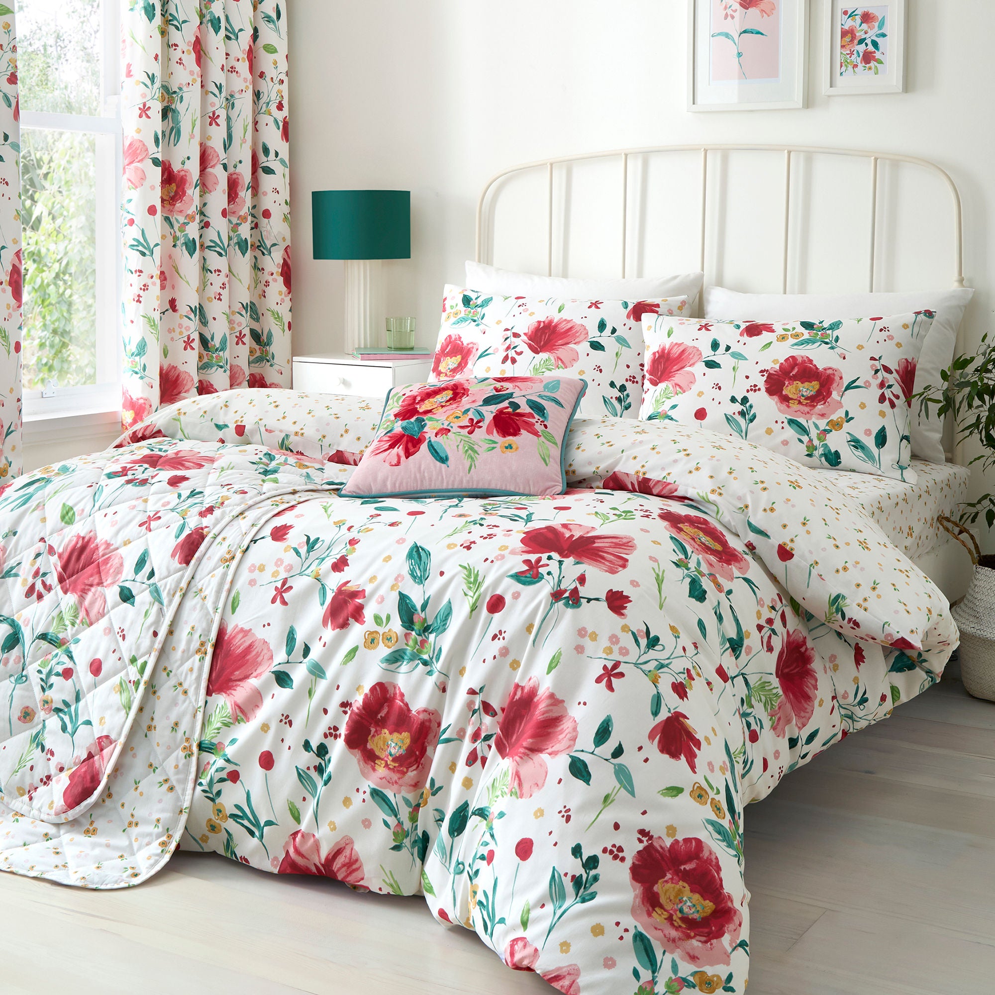 Abstract Poppy Duvet Cover Set in Red - Duvet Cover Set - Dreams & Drapes