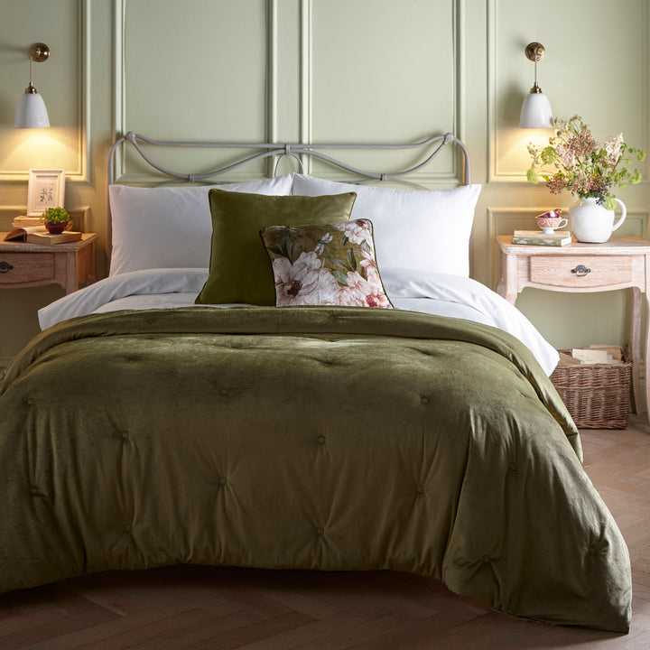 Austell Bedspread by Appletree Heritage in Olive 150cm x 220cm - Bedspread - Appletree Heritage