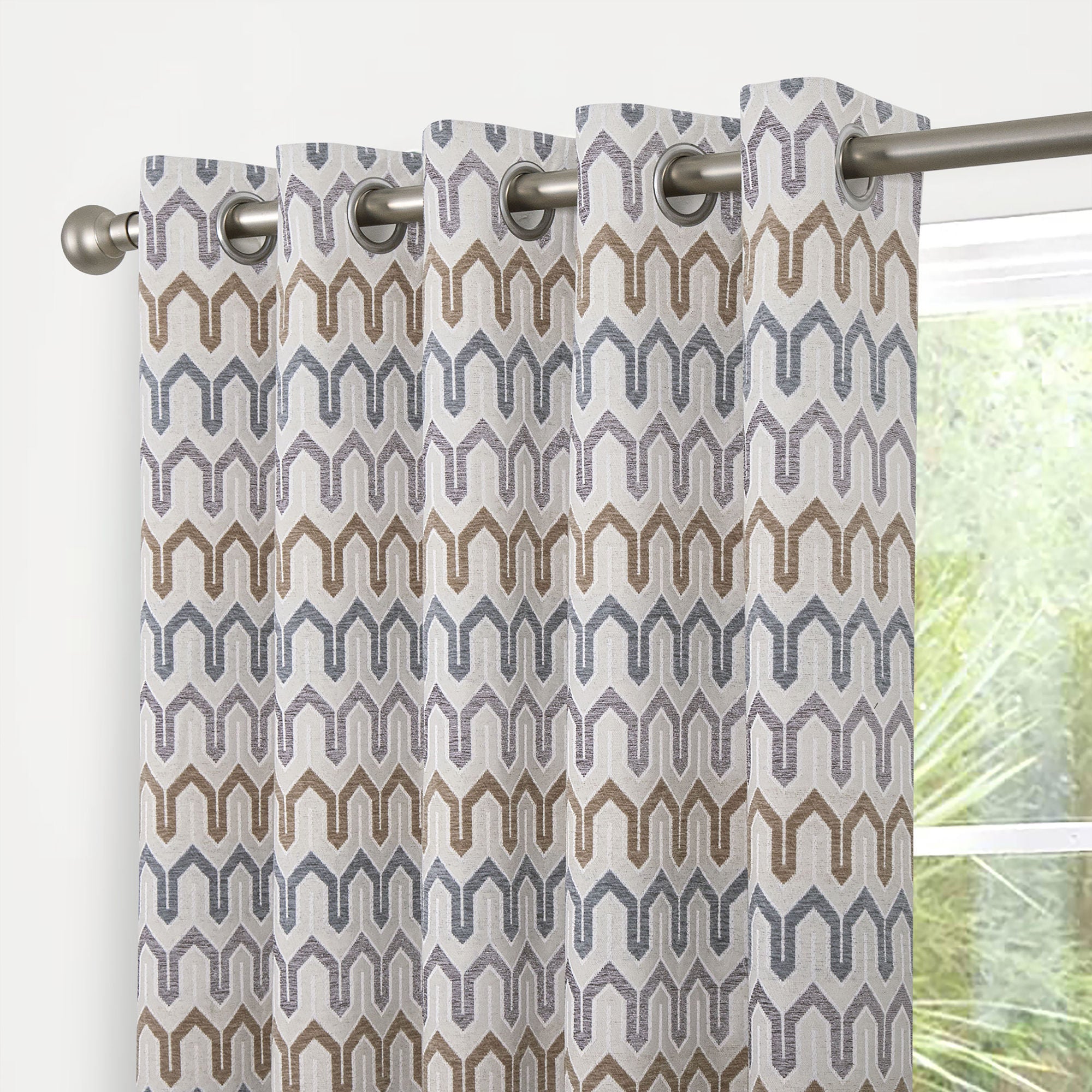 Arcadia Pair of Eyelet Curtains by Curtina in Natural - Pair of Eyelet Curtains - Curtina