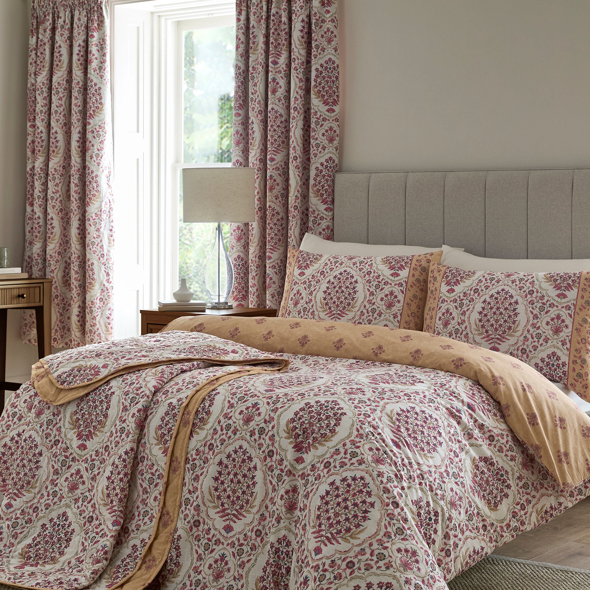 Ashmead Pair of Pencil Pleat Curtains in Berry - Pair of Pencil Pleat Curtains - D & D Design