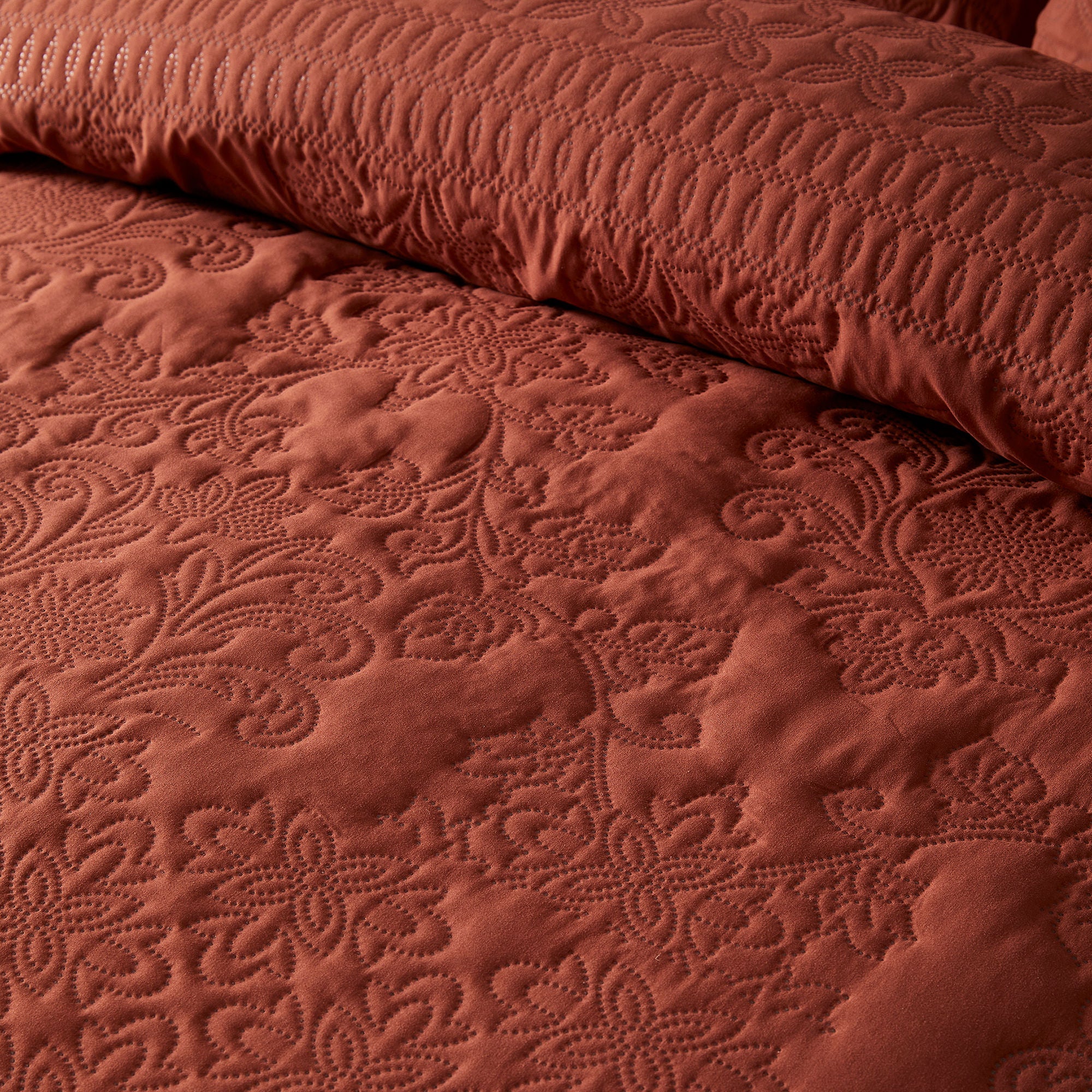 Avery Stripe Duvet Cover Set by Serene in Terracotta - Duvet Cover Set - Serene