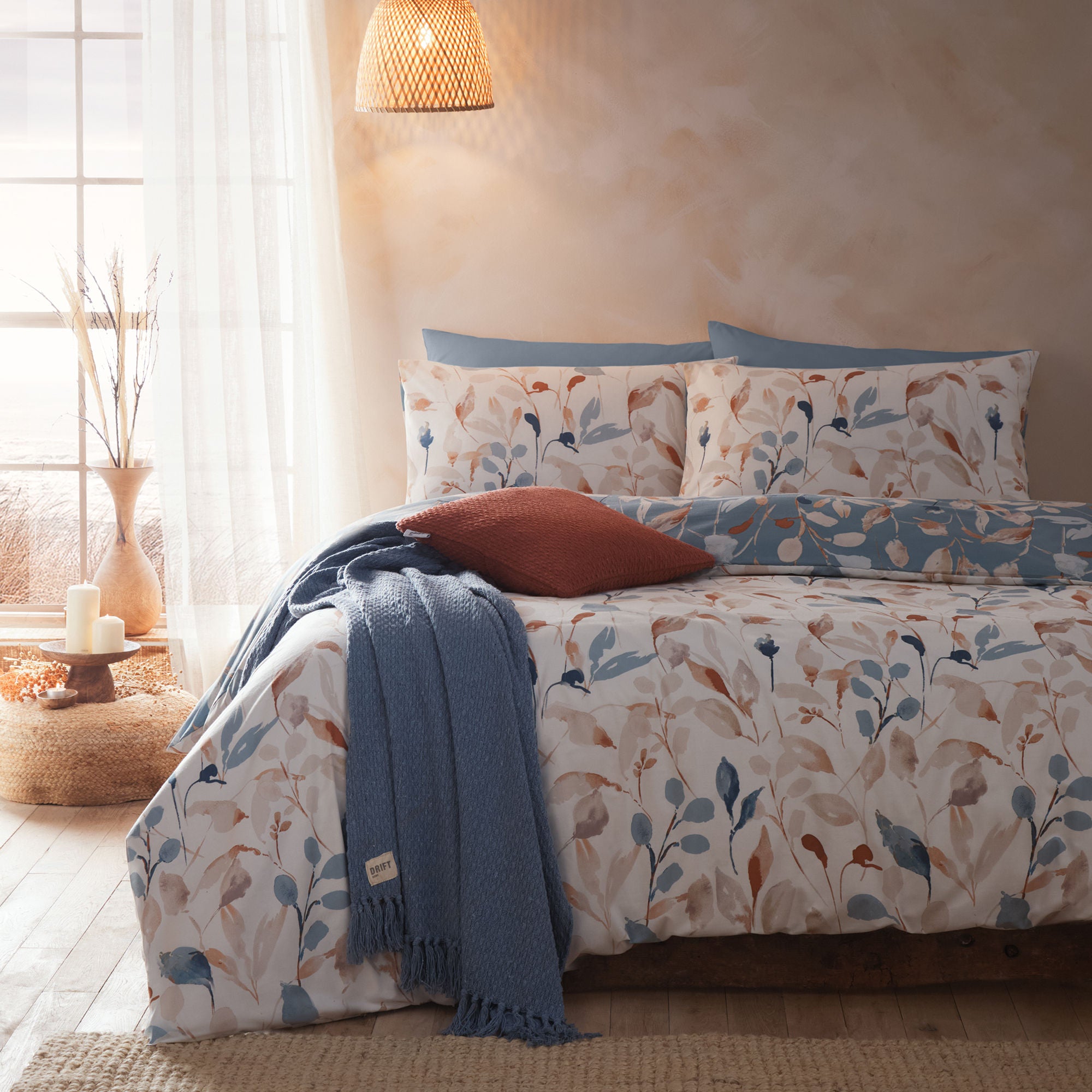 Anya Duvet Cover Set by Drift Home in Blue - Duvet Cover Set - Drift Home