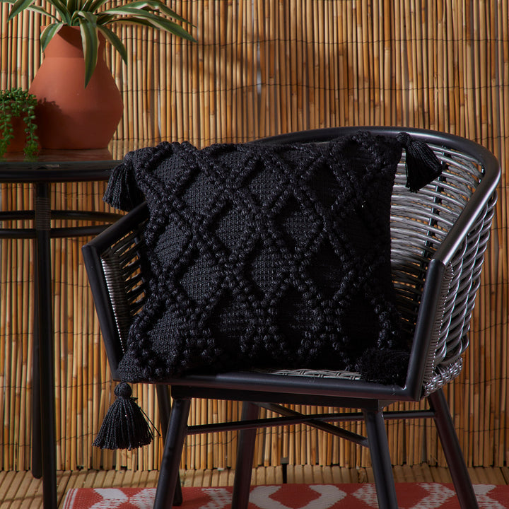 Alda Outdoor Cushion by Drift Home in Black 43 x 43cm - Cushion - Drift Home