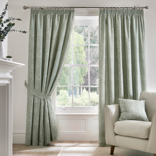 Aveline Pencil Pleat Curtains in Green