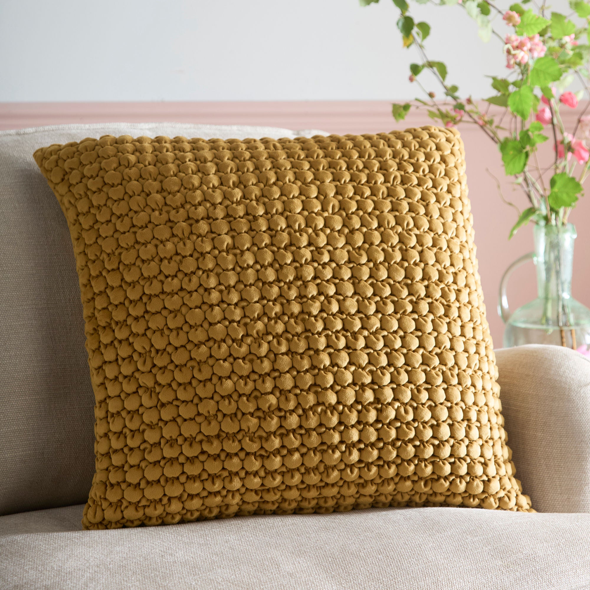 Bobble Cushion in Ochre 55 x 55cm - Cushion - Appletree