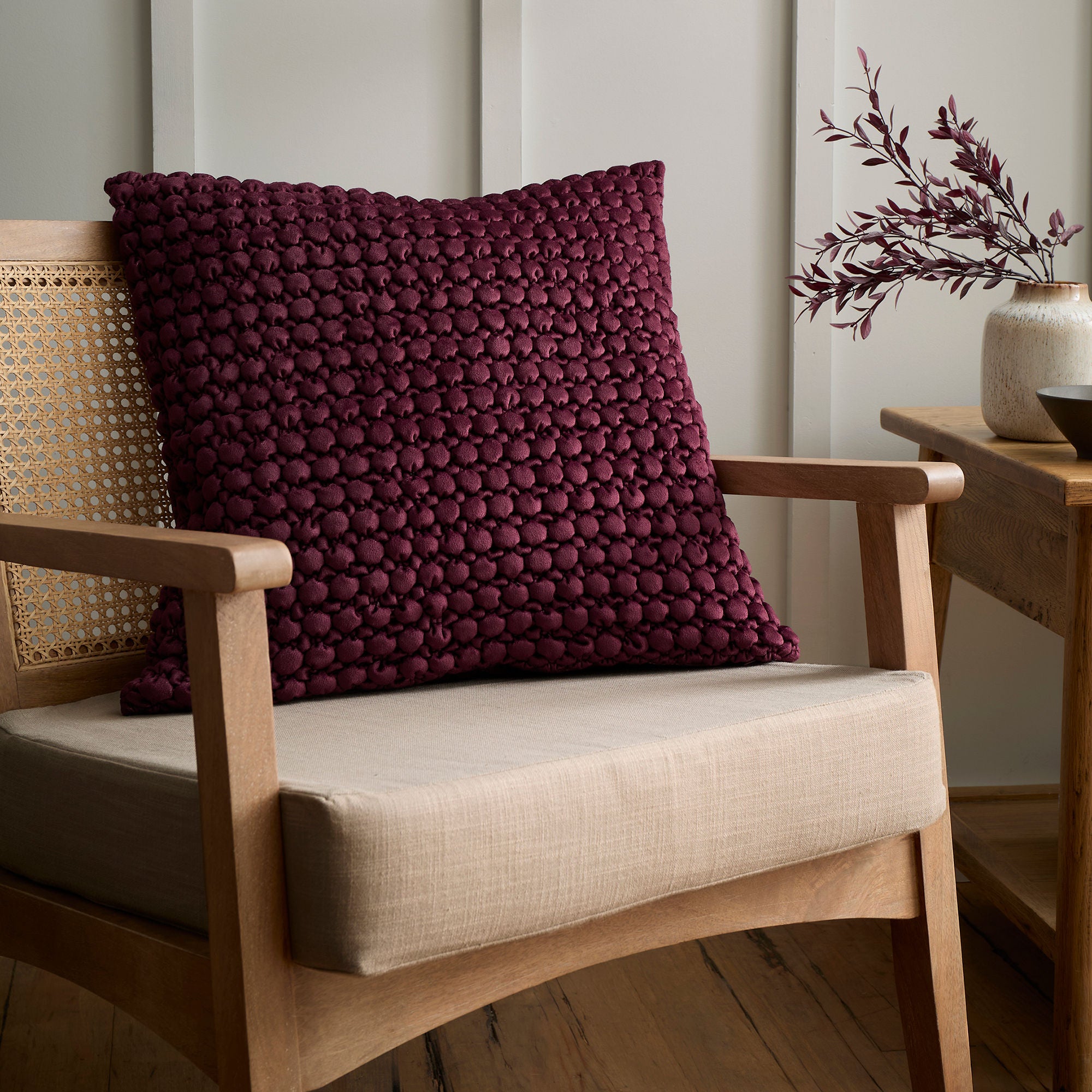 Bobble Cushion in Berry 55 x 55cm - Cushion - Appletree Heritage