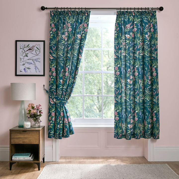 Caraway Pair of Pencil Pleat Curtains by Dreams & Drapes Design in Green - Pair of Pencil Pleat Curtains - Dreams & Drapes Design