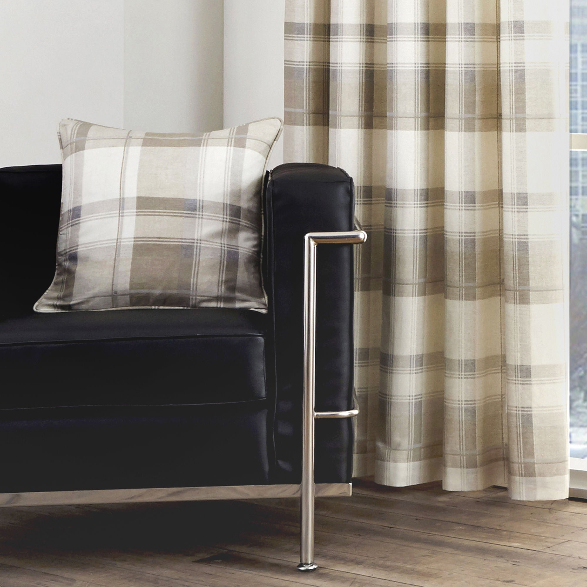 Balmoral Check Cushion by Fusion in Natural 43 x 43cm - Cushion - Fusion