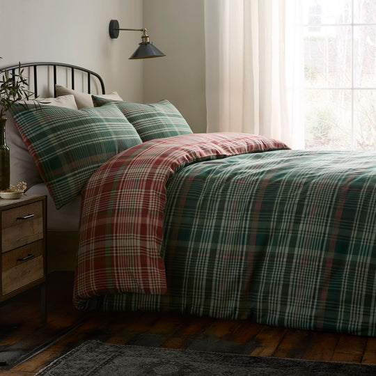 Bennet Check Duvet Cover Set in Green