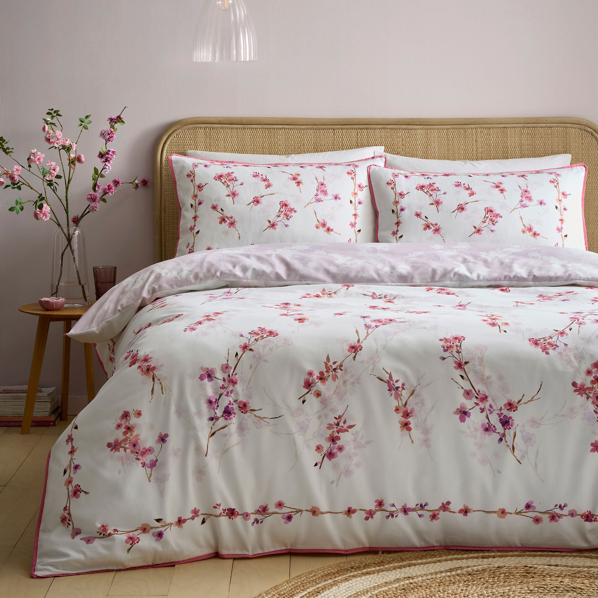 Blossom Flower Duvet Cover Set in Berry - Duvet Cover Set - Appletree Heritage