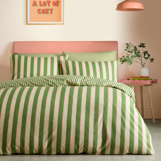 Bold Stripe Duvet Cover Set in Green