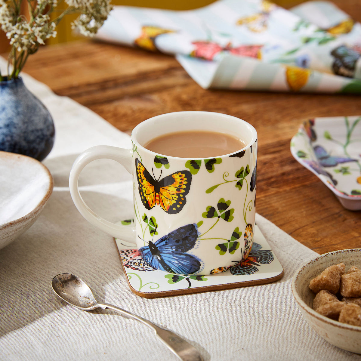 Butterfly Grove Coasters 4 Pack in Blue – Ulster Weavers