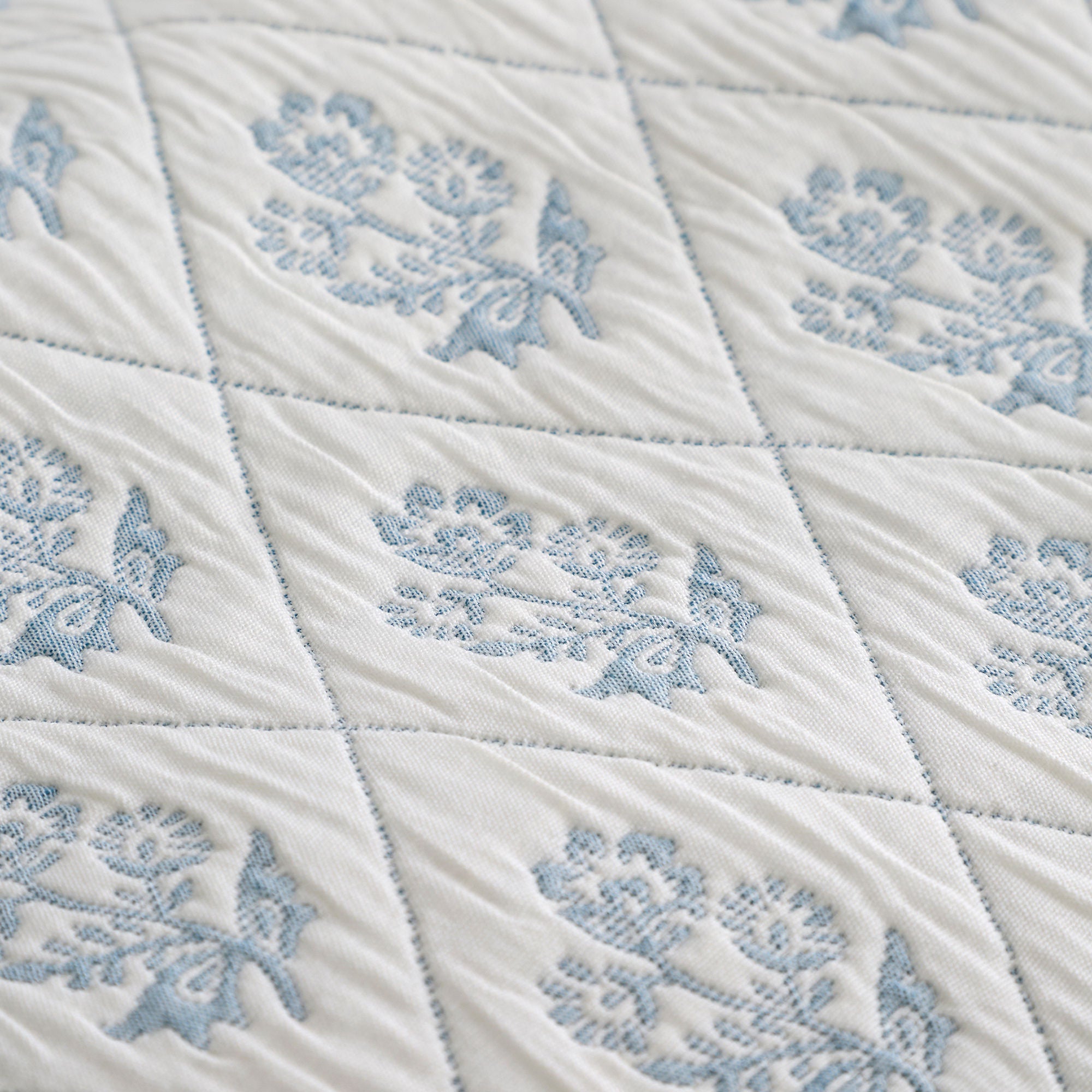 Block Floral Duvet Cover Set in Blue - Duvet Cover Set - Dreams & Drapes