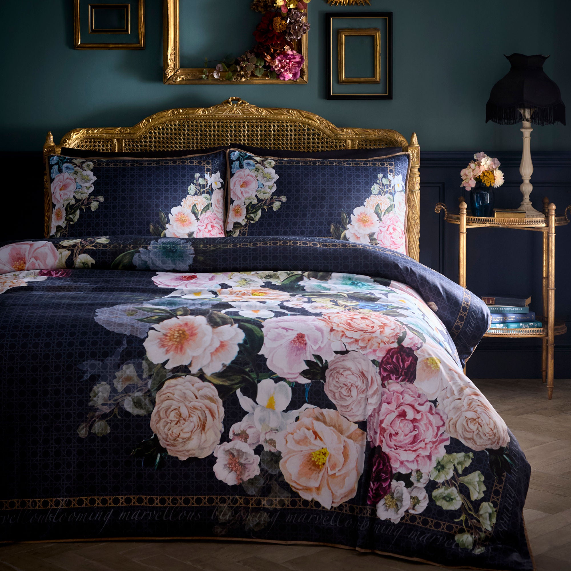 Bouquet List Duvet Cover Set in Navy - Duvet Cover Set - Laurence Llewelyn-Bowen