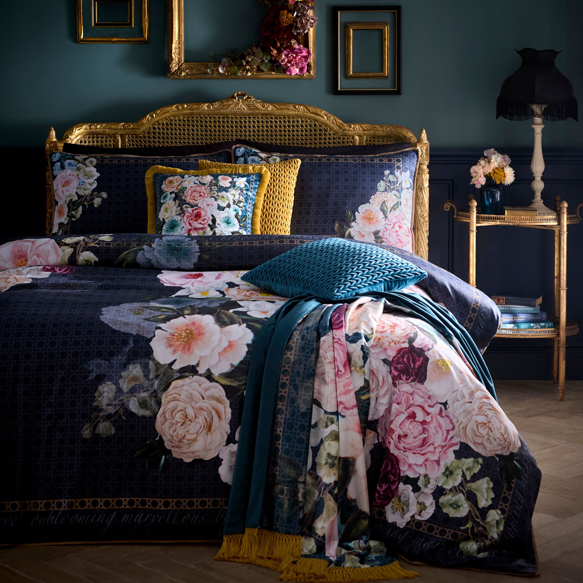 Bouquet List Duvet Cover Set in Navy - Duvet Cover Set - Laurence Llewelyn-Bowen