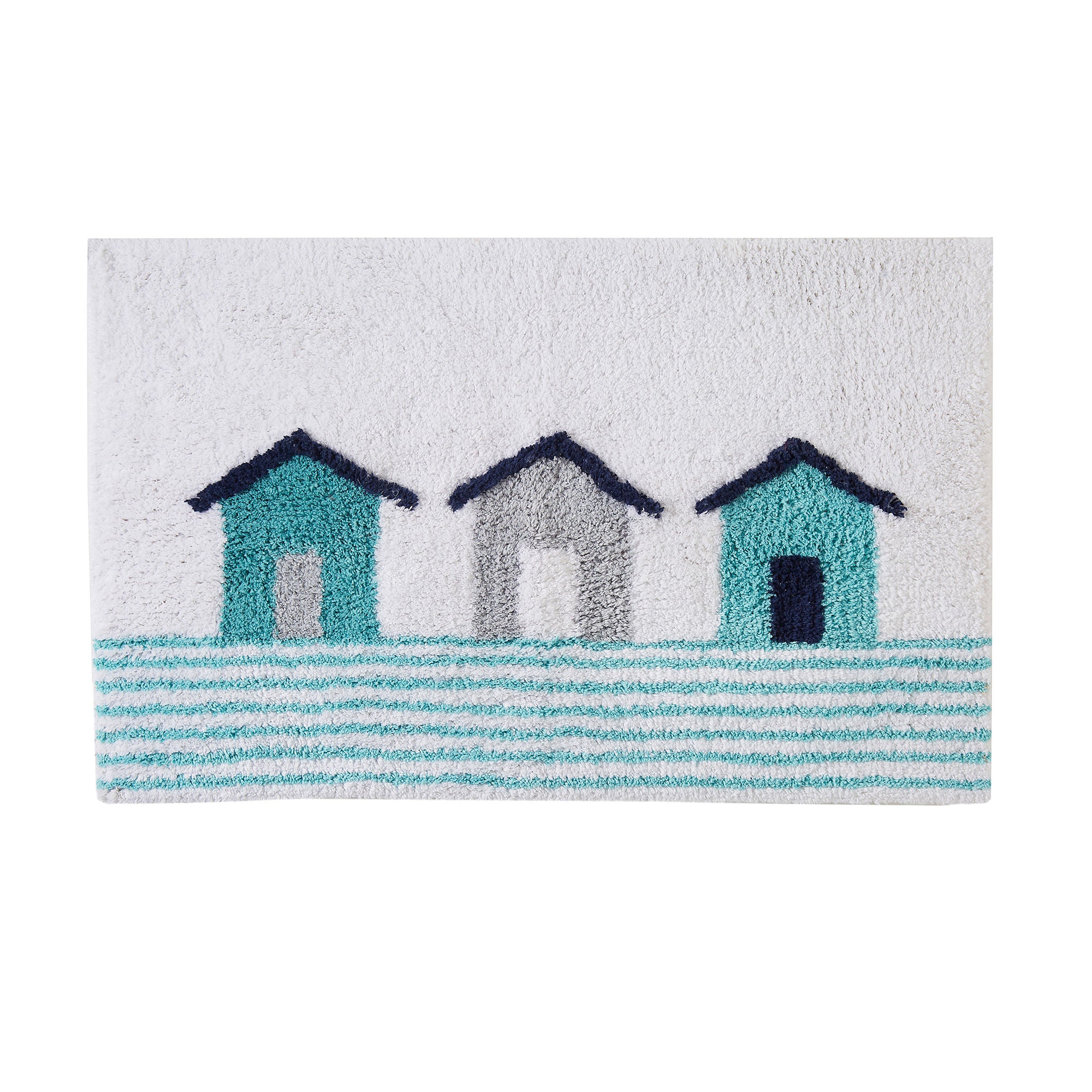 Beach Huts Bath Mat by Fusion Bathroom in Blue 50 x 80cm - Bath Mat - Fusion Bathroom