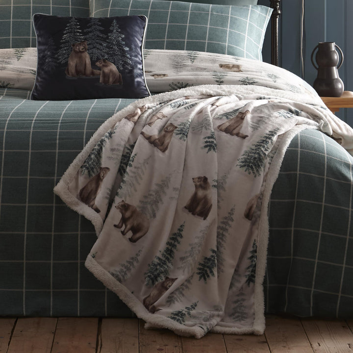 Bear Walks Bedspread by Dreams & Drapes Lodge in Natural 150cm x 200cm - Bedspread - Dreams & Drapes Lodge