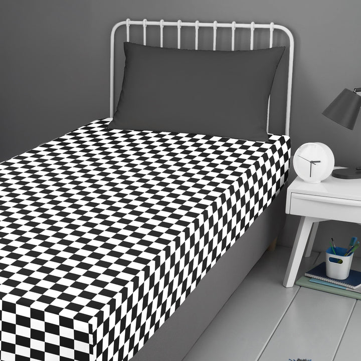 Beckett Stripe 25cm Fitted Bed Sheet by Bedlam in Monochrome Single - 25cm Fitted Bed Sheet - Bedlam