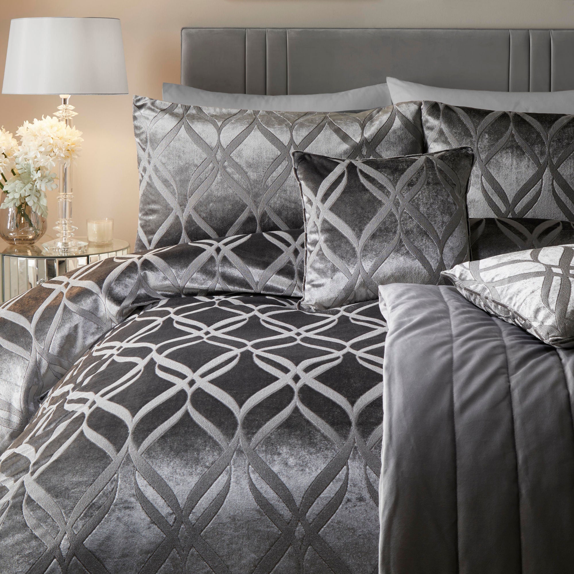 Belfort Duvet Cover Set by Soiree in Slate - Duvet Cover Set - Soiree