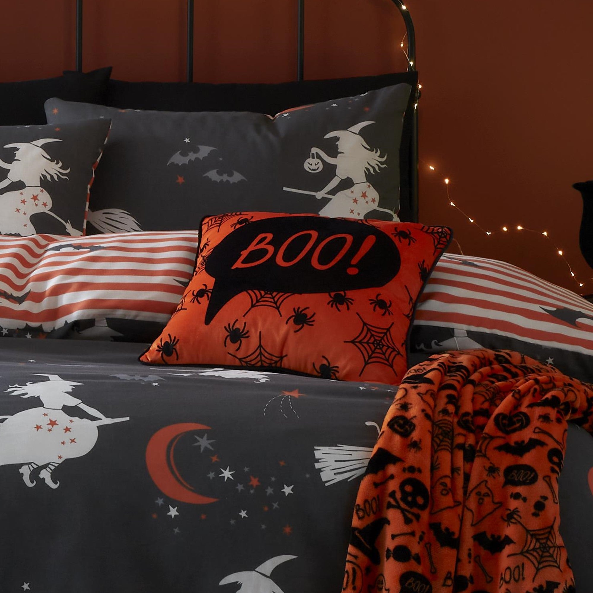 Halloween Boo Cushion by Bedlam in Orange 43 x 43cm - Cushion - Bedlam