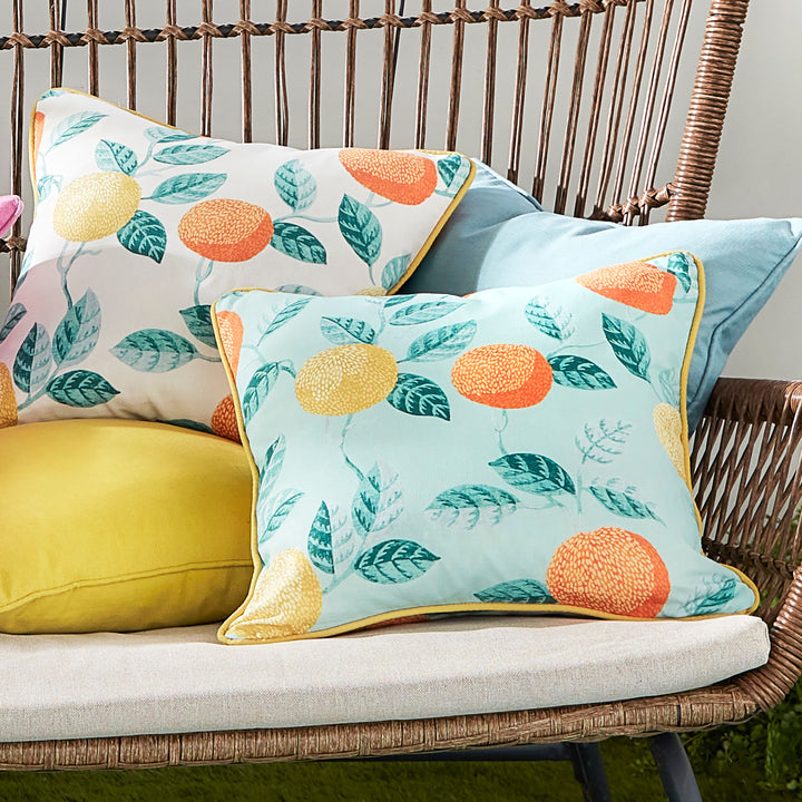 Botanical Fruits Outdoor Cushion by Dreams & Drapes Design in Green 43 x 43cm - Cushion - Dreams & Drapes Design
