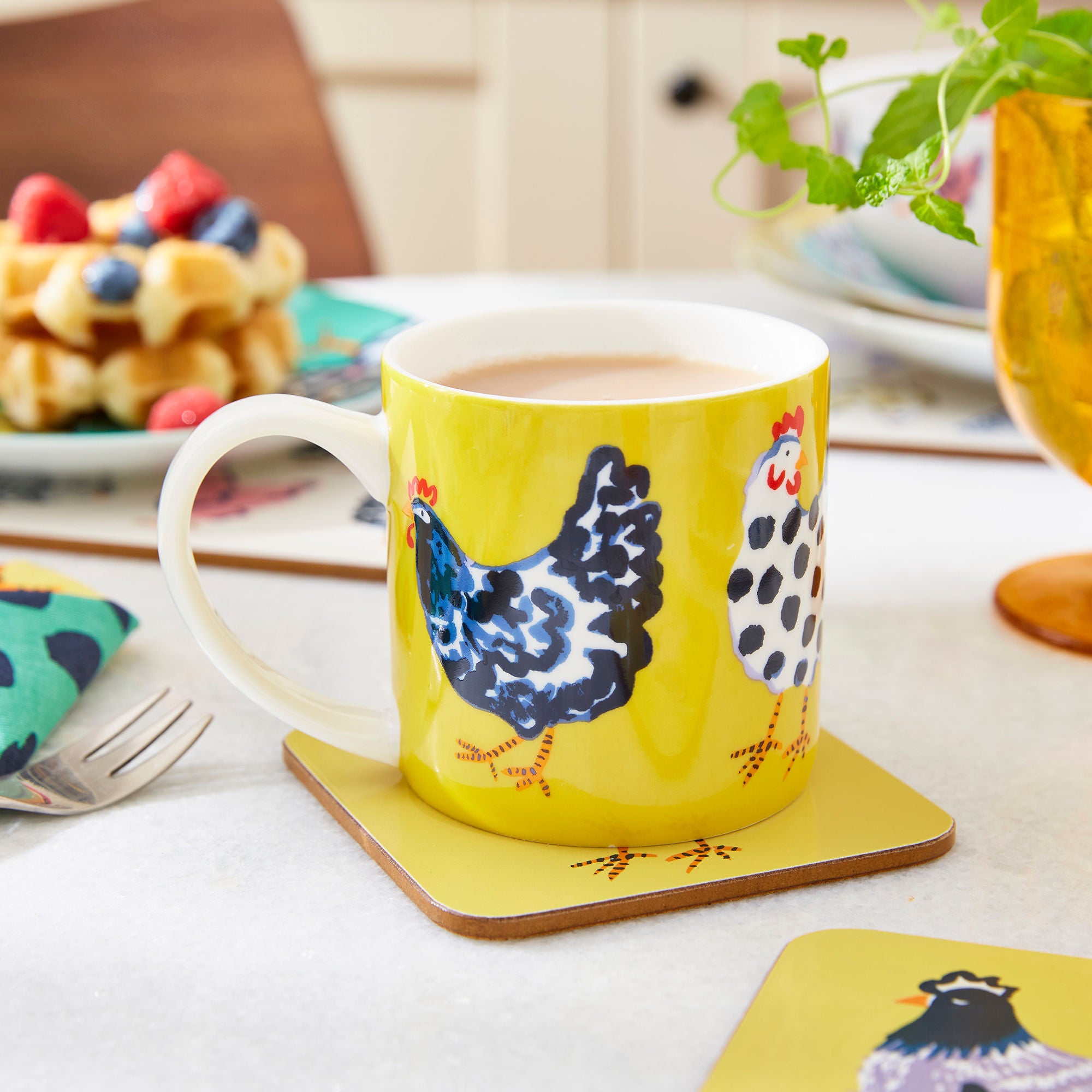 Chick Chicken Coasters 4 Pack in Yellow - Coaster - Ulster Weavers