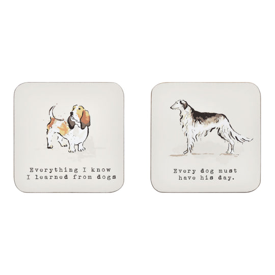Country Dogs Coasters 4 Pack in Brown
