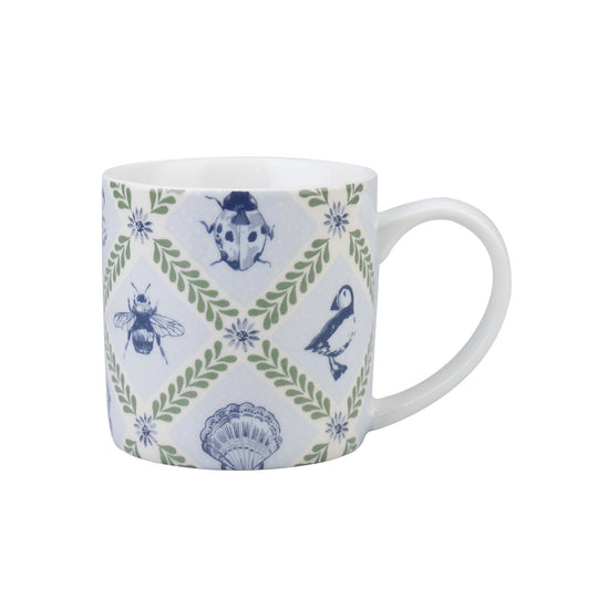 Coastal Treasures Bone China Mug in Blue