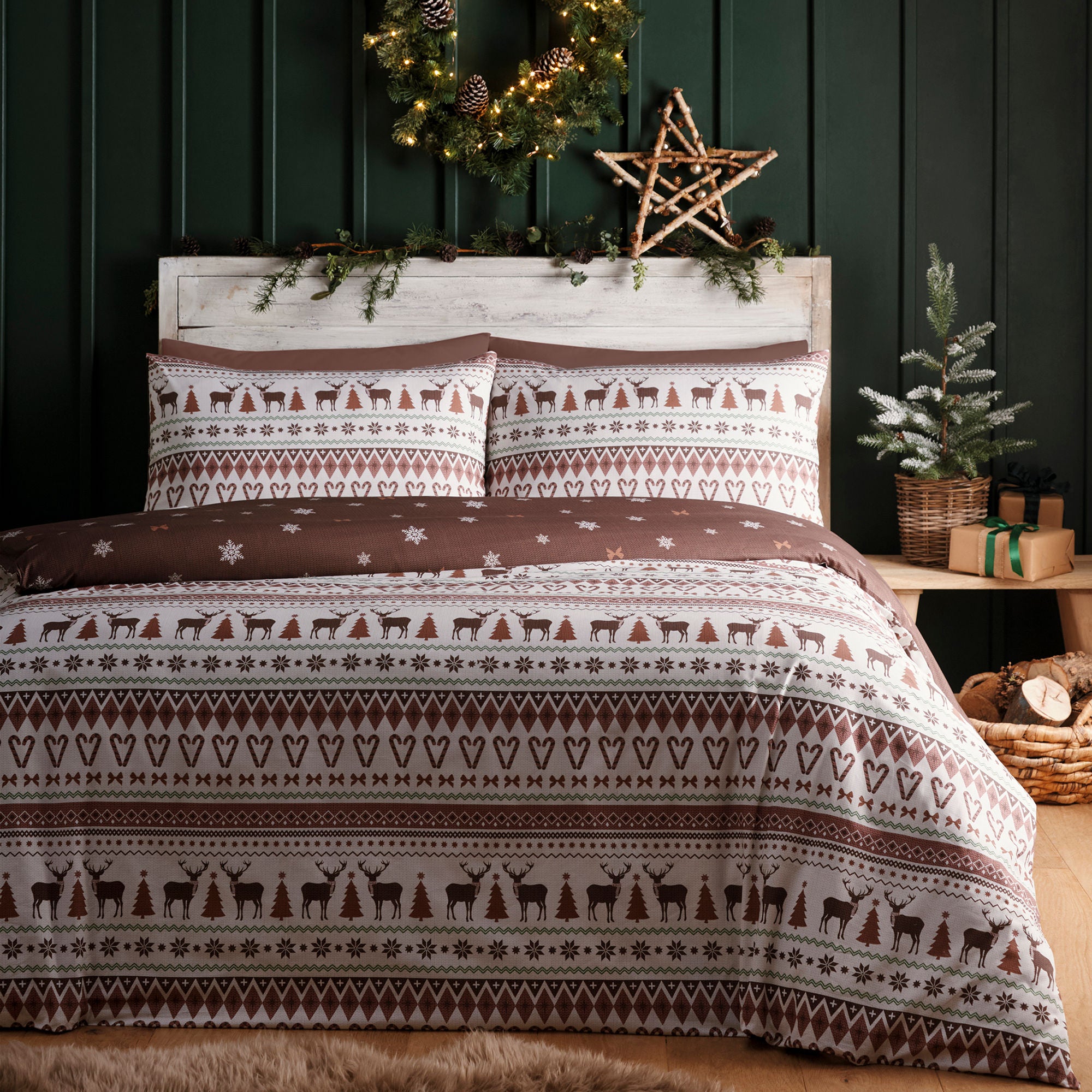 Christmas Fairisle Duvet Cover Set in Natural - Duvet Cover Set - Fusion