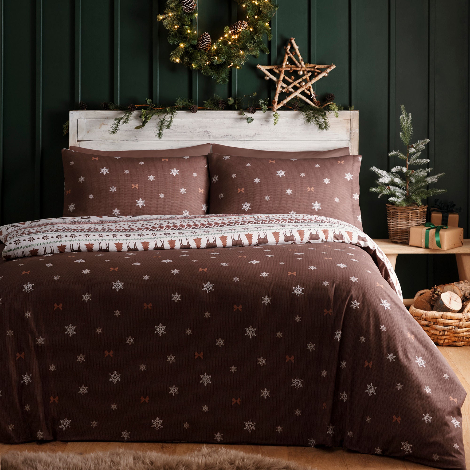 Christmas Fairisle Duvet Cover Set in Natural - Duvet Cover Set - Fusion