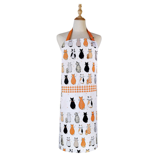 Cats In Waiting 2026 Cotton Apron in Orange
