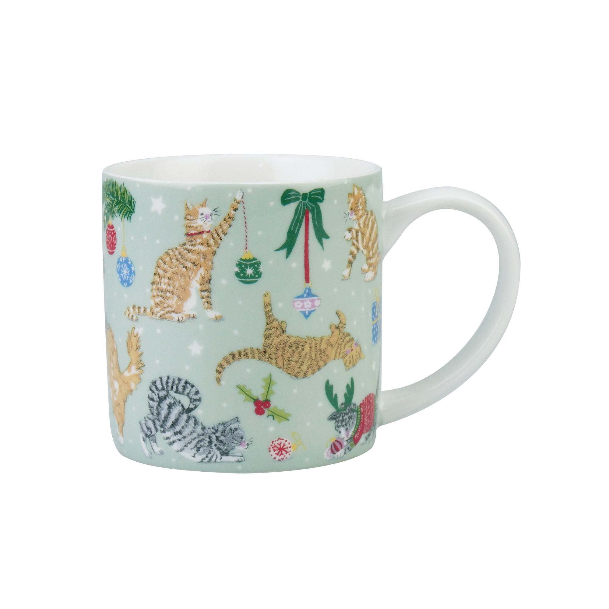 Christmas Cats Bone China Mug in Seafoam - Mug - Ulster Weavers