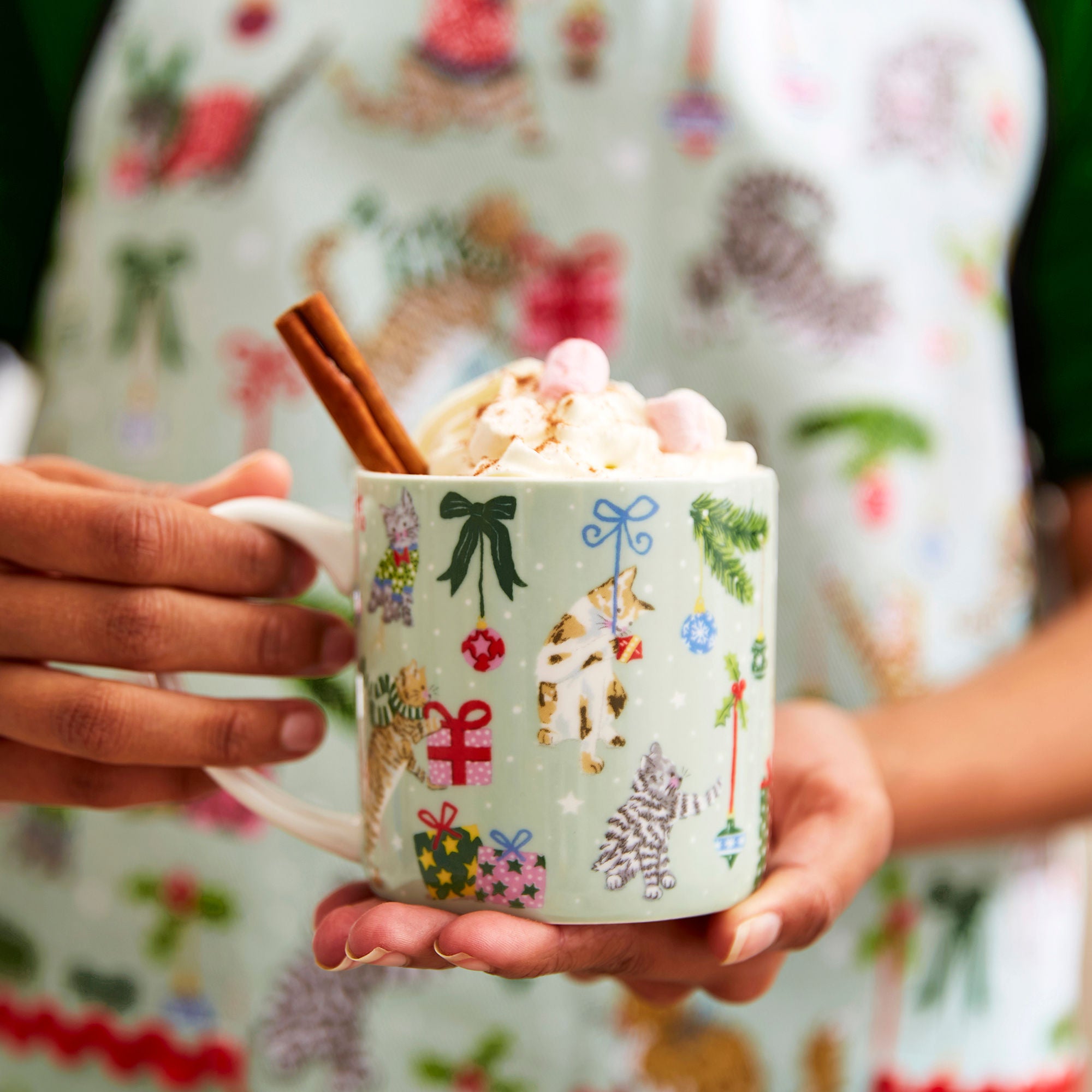 Christmas Cats Bone China Mug in Seafoam - Mug - Ulster Weavers